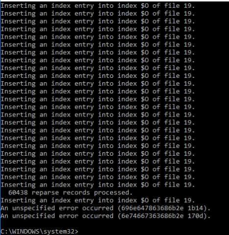 Chkdsk /f /r